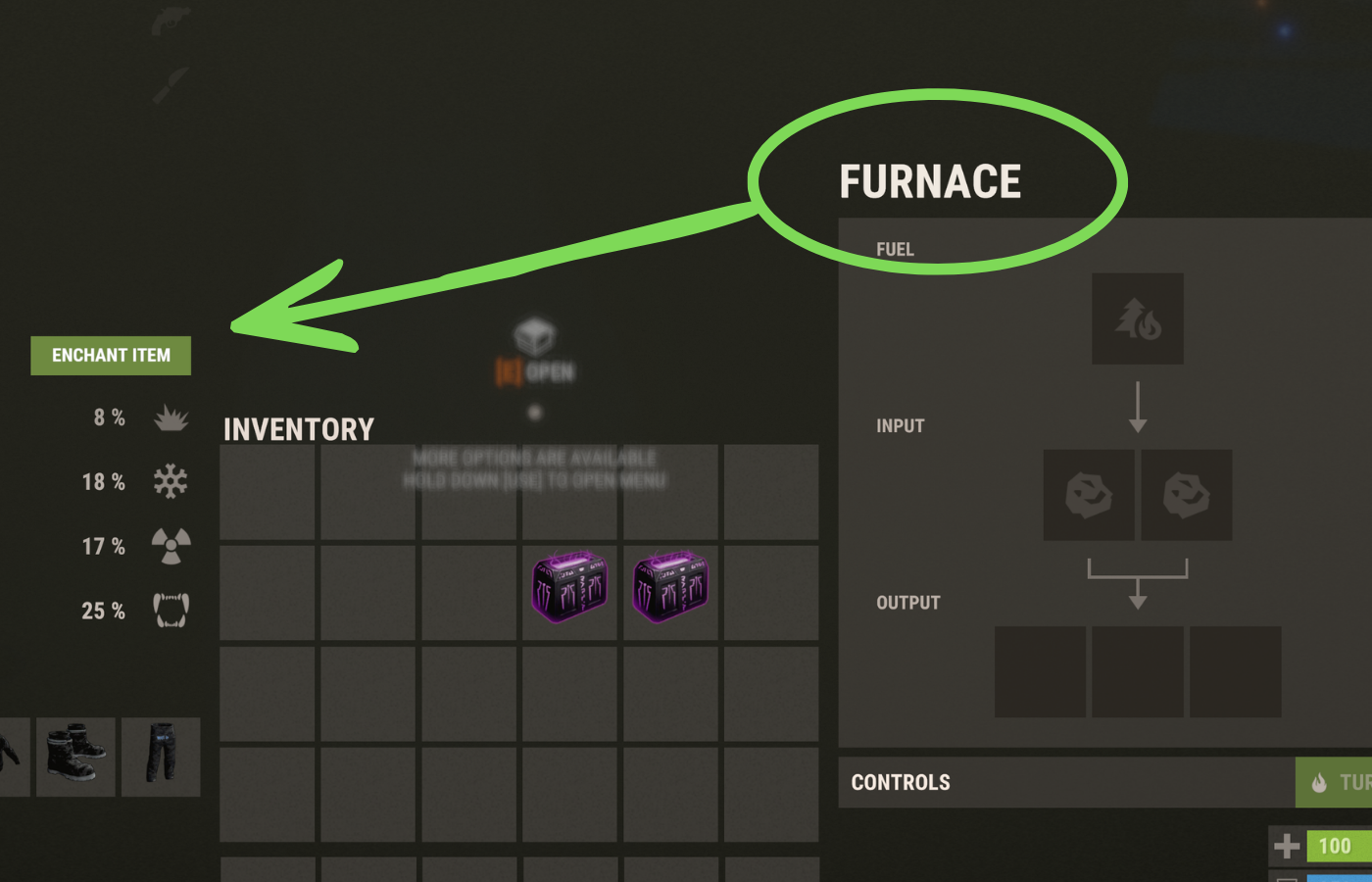 Enchanting UI at a furnace